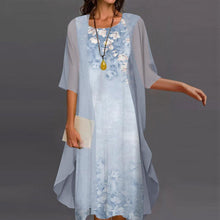 Last inn bildet i Galleri-visningsprogrammet, Elegant blomstret chiffon kjole i to deler