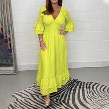Last inn bildet i Galleri-visningsprogrammet, Broderi Anglaise Frill Sleeve Midi-kjole med ermer med broderi