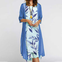 Last inn bildet i Galleri-visningsprogrammet, Todelt kjole med rund hals med blomstertrykk