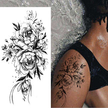 Last inn bildet i Galleri-visningsprogrammet, Skisse Blomster tatoverings klistremerker