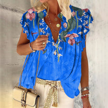 Last inn bildet i Galleri-visningsprogrammet, Trykt bluse med volangermer