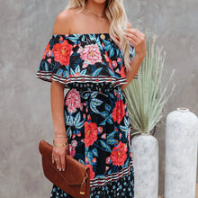 Last inn bildet i Galleri-visningsprogrammet, Off Shoulder-trykt maxi-kjole