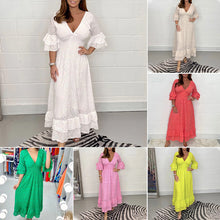 Last inn bildet i Galleri-visningsprogrammet, Broderi Anglaise Frill Sleeve Midi-kjole med ermer med broderi