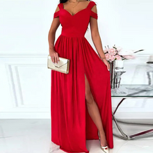 Last inn bildet i Galleri-visningsprogrammet, Off-the-shoulder V-neck slit dress