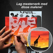 Last inn bildet i Galleri-visningsprogrammet, Raske tegnemalerier for sjablongkunst (12 ark / sett)