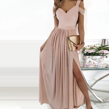 Last inn bildet i Galleri-visningsprogrammet, Off-the-shoulder V-neck slit dress