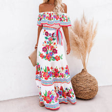 Last inn bildet i Galleri-visningsprogrammet, Off Shoulder-trykt maxi-kjole