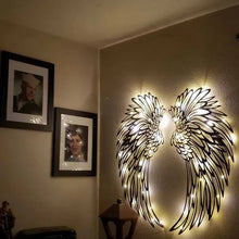 Last inn bildet i Galleri-visningsprogrammet, Black Angel Wings Metal Wings Veggkunst med LED-lys