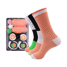 Last inn bildet i Galleri-visningsprogrammet, Sokker sett med sushi design i gaveeske