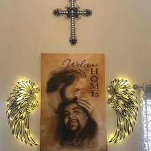Last inn bildet i Galleri-visningsprogrammet, Black Angel Wings Metal Wings Veggkunst med LED-lys