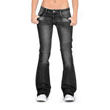 Last inn bildet i Galleri-visningsprogrammet, Midt i midjen Flare Leg Jeans Med Rynkede Knapper