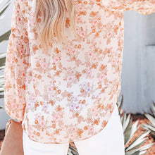 Last inn bildet i Galleri-visningsprogrammet, Boho Blomstertrykk V-hals Langermet Løse Bluse