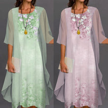 Last inn bildet i Galleri-visningsprogrammet, Elegant blomstret chiffon kjole i to deler
