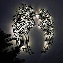 Last inn bildet i Galleri-visningsprogrammet, Black Angel Wings Metal Wings Veggkunst med LED-lys