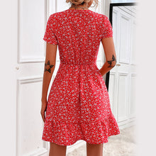 Last inn bildet i Galleri-visningsprogrammet, Polka Dot & Floral Printed V Neck Casual Dress