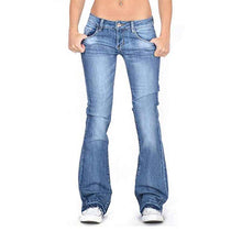 Last inn bildet i Galleri-visningsprogrammet, Midt i midjen Flare Leg Jeans Med Rynkede Knapper