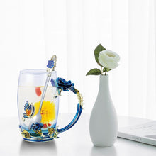 Last inn bildet i Galleri-visningsprogrammet, Enamel Rose Glass Tea Cup Set (With Spoon)