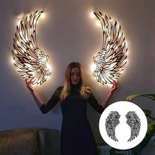 Last inn bildet i Galleri-visningsprogrammet, Black Angel Wings Metal Wings Veggkunst med LED-lys