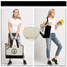 Last inn bildet i Galleri-visningsprogrammet, Letter Lerretsveske Dame Hit Farge Enkel Skulder Shopping Tote Håndveske