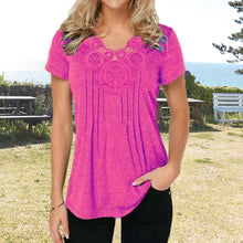 Last inn bildet i Galleri-visningsprogrammet, T-shirt coupe slim en dentelle à col en V
