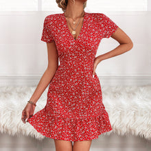 Last inn bildet i Galleri-visningsprogrammet, Polka Dot &amp; Floral Printed V Neck Casual Dress
