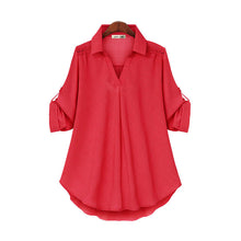 Last inn bildet i Galleri-visningsprogrammet, Løse langermet skjorte med V-hals for kvinner
