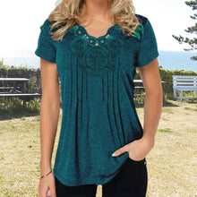 Last inn bildet i Galleri-visningsprogrammet, T-shirt coupe slim en dentelle à col en V
