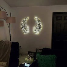 Last inn bildet i Galleri-visningsprogrammet, Black Angel Wings Metal Wings Veggkunst med LED-lys
