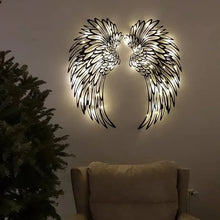 Last inn bildet i Galleri-visningsprogrammet, Black Angel Wings Metal Wings Veggkunst med LED-lys
