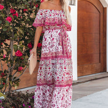 Last inn bildet i Galleri-visningsprogrammet, Off Shoulder-trykt maxi-kjole
