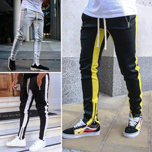 Last inn bildet i Galleri-visningsprogrammet, Sidestripe Glidelås Lomme Skinny Joggebukse
