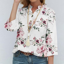 Last inn bildet i Galleri-visningsprogrammet, Halv-ermet bluse med blomstertrykk
