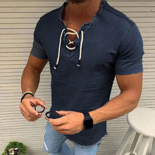Last inn bildet i Galleri-visningsprogrammet, Stretch Denimskjort med Snøring for Menn
