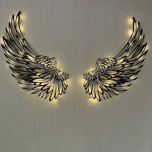 Last inn bildet i Galleri-visningsprogrammet, Black Angel Wings Metal Wings Veggkunst med LED-lys
