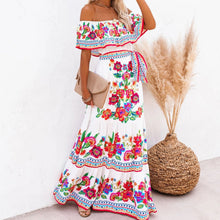 Last inn bildet i Galleri-visningsprogrammet, Off Shoulder-trykt maxi-kjole
