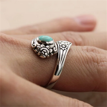 Last inn bildet i Galleri-visningsprogrammet, Turkis skje vintage ring
