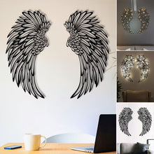Last inn bildet i Galleri-visningsprogrammet, Black Angel Wings Metal Wings Veggkunst med LED-lys

