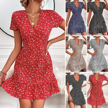 Last inn bildet i Galleri-visningsprogrammet, Polka Dot &amp; Floral Printed V Neck Casual Dress
